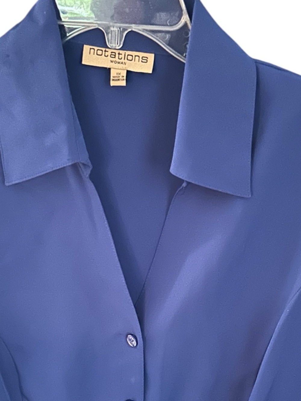 Notations Vintage Woman’s Blue Short Sleeve Button Front Shirt NWT Size 1X - Picture 5 of 9